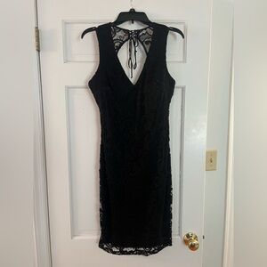 Bisou Bisou Black Backless Lace Dress